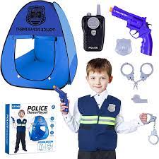 Photo 1 of Police Costume for Kids Police Dress up Police Pretend Play Costume with Kids Play Tent Set DOLNOW Police Role Play Accessories for Kids Ages 3-6
