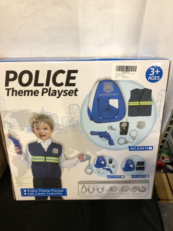 Photo 2 of Police Costume for Kids Police Dress up Police Pretend Play Costume with Kids Play Tent Set DOLNOW Police Role Play Accessories for Kids Ages 3-6
