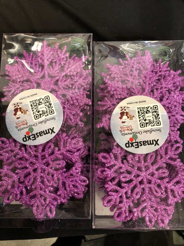 Photo 2 of XmasExp 10CM Large Glitter Snowflake Ornaments Set Christmas Tree Hanging Plastic Decoration for Xmas Party Wedding Anniversary Window Door Home Accessories (30pcs,Purple)
2 COUNT 