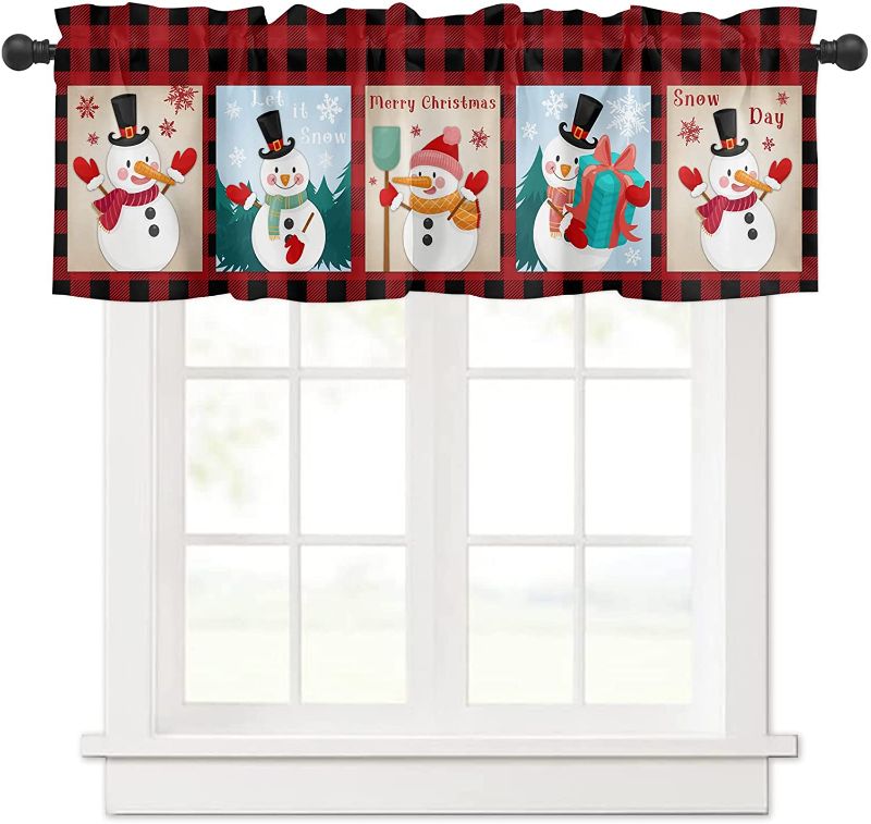 Photo 2 of 2PC LOT
Clever Creations Christmas 11 Inch Advent Wreath Centerpiece Home Decoration, Traditional Advent Calendar Season Candle Holder, Yellow

Window Curtain Rod Pocket Valances for Kitchen, Christmas Cute Snowman Panel Curtains for Bedroom/Small Window/