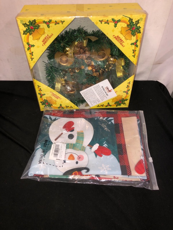 Photo 3 of 2PC LOT
Clever Creations Christmas 11 Inch Advent Wreath Centerpiece Home Decoration, Traditional Advent Calendar Season Candle Holder, Yellow

Window Curtain Rod Pocket Valances for Kitchen, Christmas Cute Snowman Panel Curtains for Bedroom/Small Window/