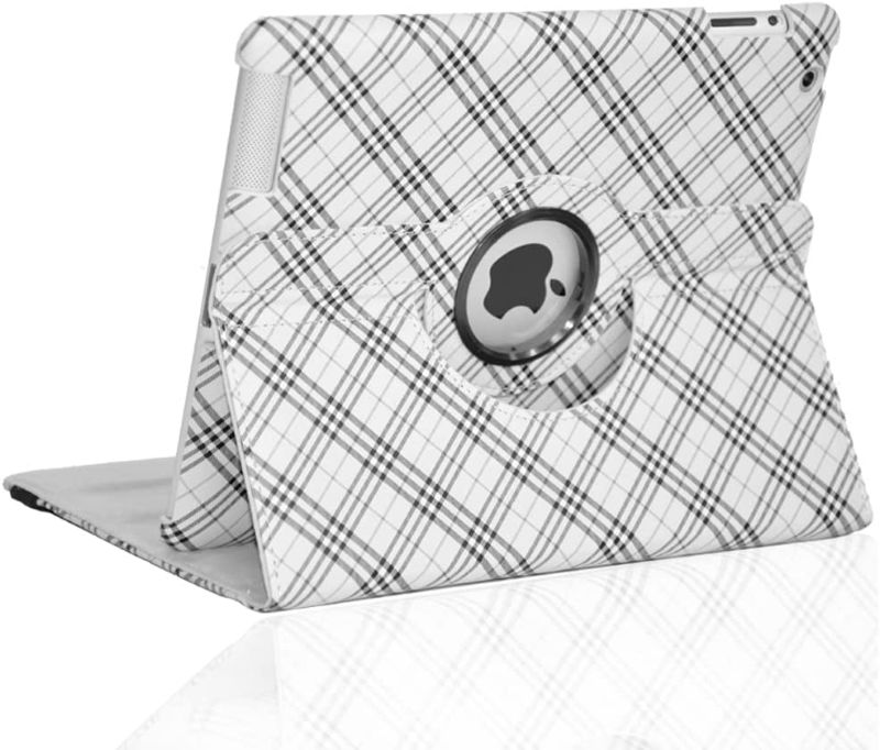 Photo 1 of iPad 2 Case, iPad 3 Case, iPad 4 Case, Zeox Rotating Stand Smart Case Protective Cover with Auto Wake Up/Sleep for Apple iPad 2, iPad 3, iPad 4 [with Screen Protector Cover+Stylus], Plaid Silver
