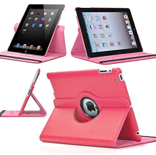 Photo 1 of Zeox 360 Degree Rotating iPad 2 Case (Hot Pink): Folio Convertible Cover Multi-Angle Vertical and Horizontal Stand with Smart On/Off for The Apple iPad 2/iPad 3/iPad 4
