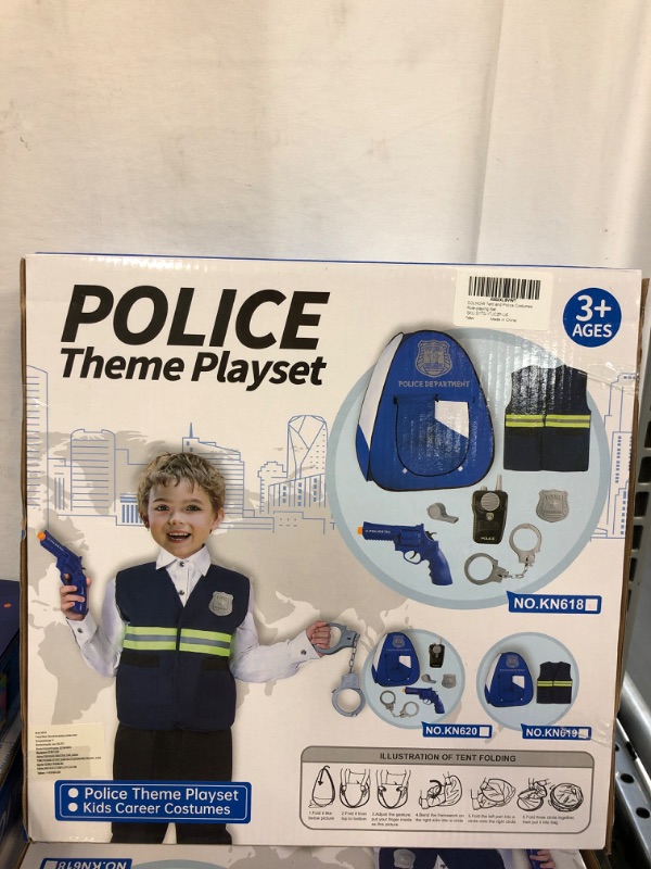 Photo 2 of Police Costume for Kids Police Dress up Police Pretend Play Costume with Kids Play Tent Set DOLNOW Police Role Play Accessories for Kids Ages 3-6
