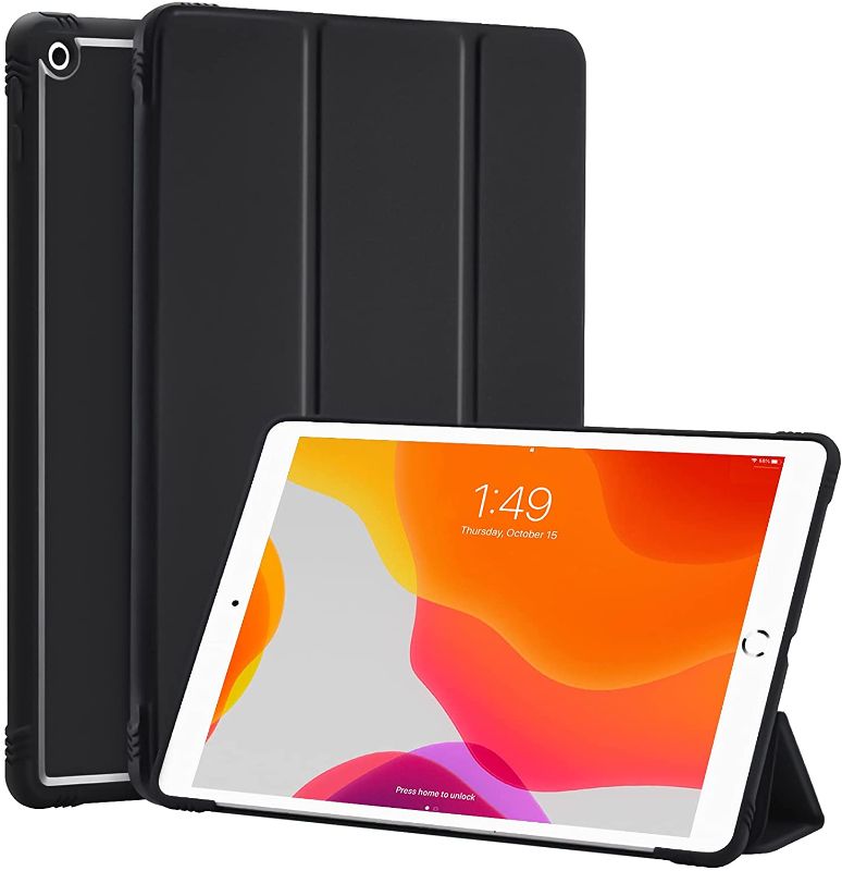 Photo 1 of SIWENGDE Case for iPad 9th/8th/7th Generation (2021/2020/2019), iPad 10.2-inch Soft TPU Back Protective Cases [Shock Absorption], Slim Lightweight Trifold Stand Smart Cover, Auto Wake/Sleep (Black)
3 COUNT 