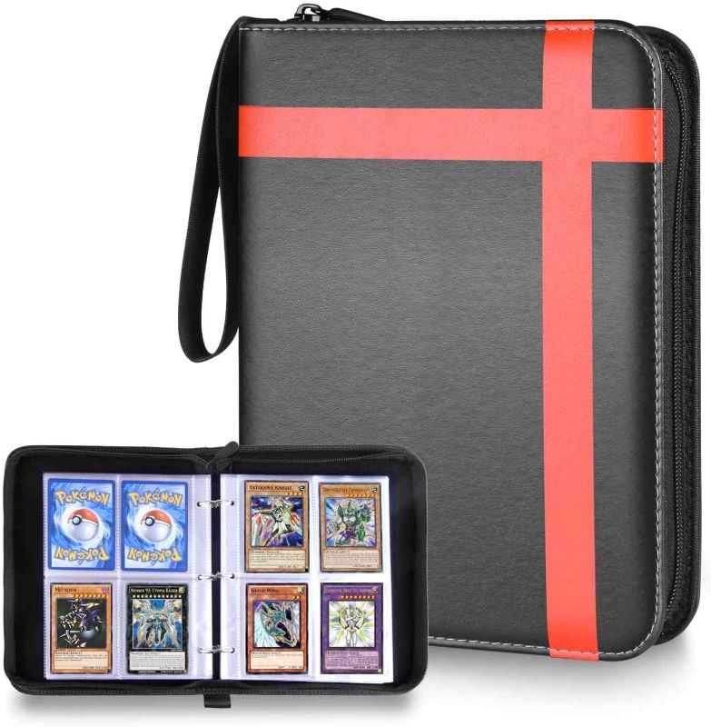 Photo 1 of kitguard Trading Card Binder with Sleeves, 440 Double Sided Pocket Trading Card Binder with Zipper, Trading Album Display Holder for Yugioh, MTG, Pokemen and Other TCG Cards
