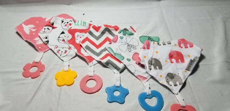 Photo 1 of Baby Bandana Drool Bibs and Teething Toys Made with 100% Organic Cotton, Absorbent and Soft (6-Pack Unisex)