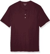 Photo 1 of Amazon Essentials Men's SLIM-Fit Short-Sleeve Slub Henley T-Shirt, LG, BURGUNDY