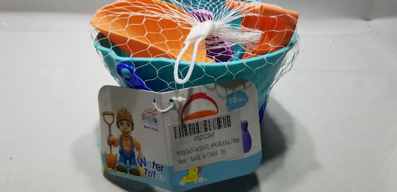 Photo 1 of 7 PCS Kids Beach Toys Set, Including 2 PCS Sand Buckets and 5 Colors Sand Shovels, Beach Sand Pail and Shovel Set for Boys and Girls