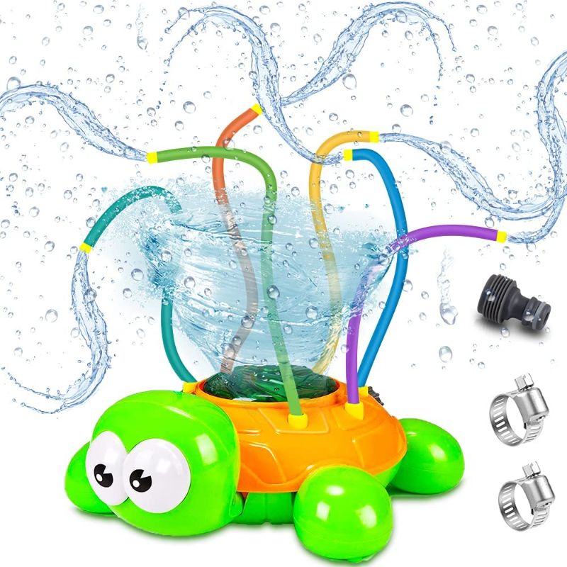 Photo 1 of Outdoor Water Spray Sprinkler - Backyard Spinning Turtle Sprinkler - Splashing Fun for Summer Days - Sprays Up to 8ft High - Attaches to Garden Hose