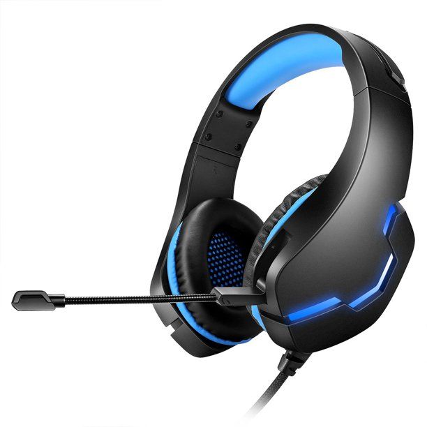 Photo 1 of J10 Gaming Headset with Mic LED Light for Xbox One PS4 PC (Black + Blue)