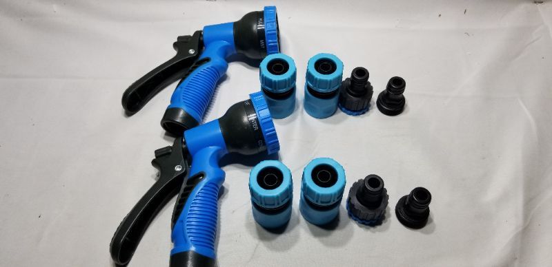 Photo 1 of Garden Hose Nozzle, 7 Water Hose Irrigation Patterns, High Pressure, Non-slip Design Spray Nozzle, Male and Female Quick Connect + Connectors, for Car Wash, Watering Plants, Shower Pets