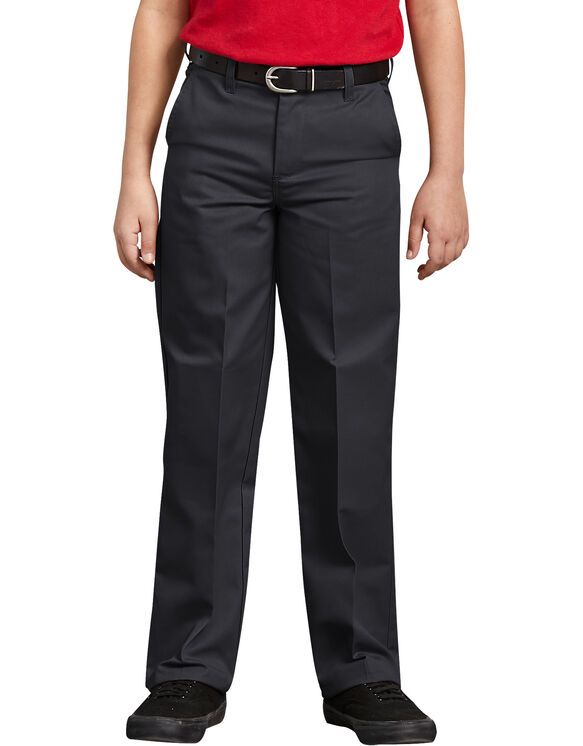 Photo 1 of Boys' Classic Fit Straight Leg Flat Front Pants, 8-20 Husky, Black