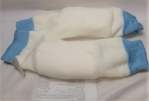 Photo 2 of ROLYAN ELBOW AND HEEL PROTECTOR WITH PAD, MED/LARGE, LIGHT BLUE AND WHITE