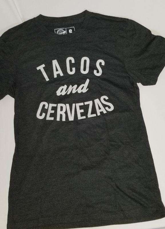 Photo 1 of CRAZY DOG TACOS AND CERVEZAS TSHIRT, GRAY, SMALL