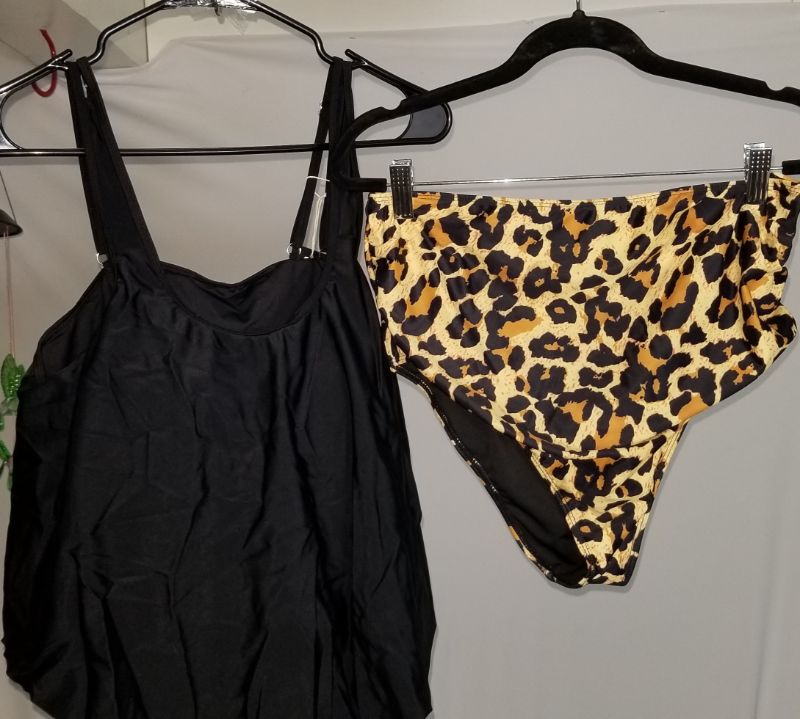 Photo 1 of I2CRAZY TWO PIECE WOMEN'S SWIMSUIT, LEOPARD BLACK, LG