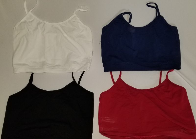 Photo 1 of 4 PK WOMEN'S TANK TOP/SPORTS BRA, MED, MULTICOLOR  (RED TOP SHOWS WEAR)