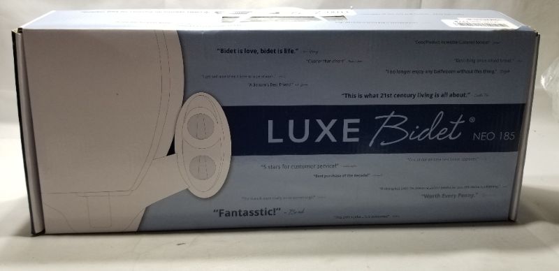 Photo 2 of  Luxe Bidet Neo 185 (Elite Series) toilet bidet fixture, self-cleaning double nozzle, fresh water, non-electric, mechanical, with strong tap valves and metal hoses, Neo 185 white