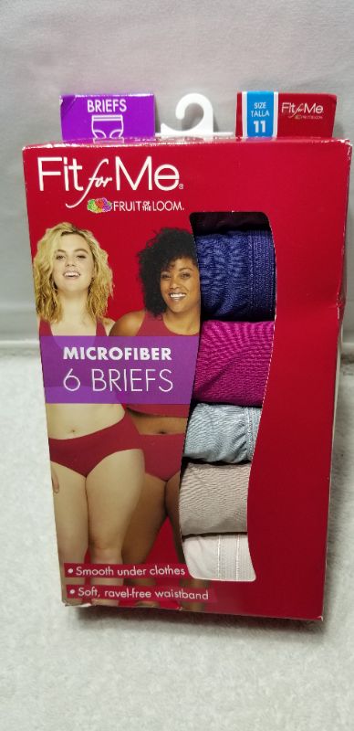 Photo 1 of  Fit for Me by Fruit of the Loom Women's Plus 6pk Microfiber Classic Briefs, MULTI-COLOR, SIZE 11