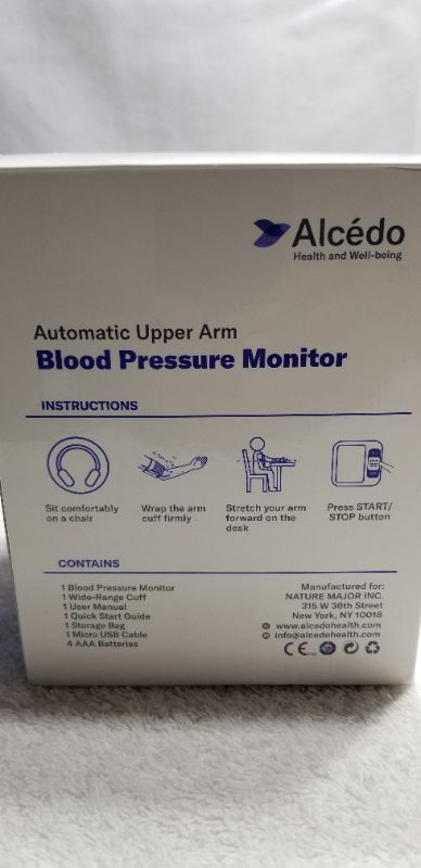 Photo 2 of Alcedo Upper Arm Blood Pressure Monitor, Home Use Wide Range Cuff Digital Automatic BP Machine, LCD Display, 2x120 Memory, Talk Function