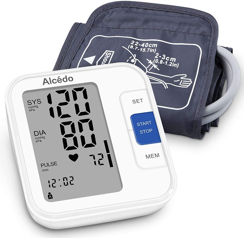 Photo 1 of Alcedo Upper Arm Blood Pressure Monitor, Home Use Wide Range Cuff Digital Automatic BP Machine, LCD Display, 2x120 Memory, Talk Function