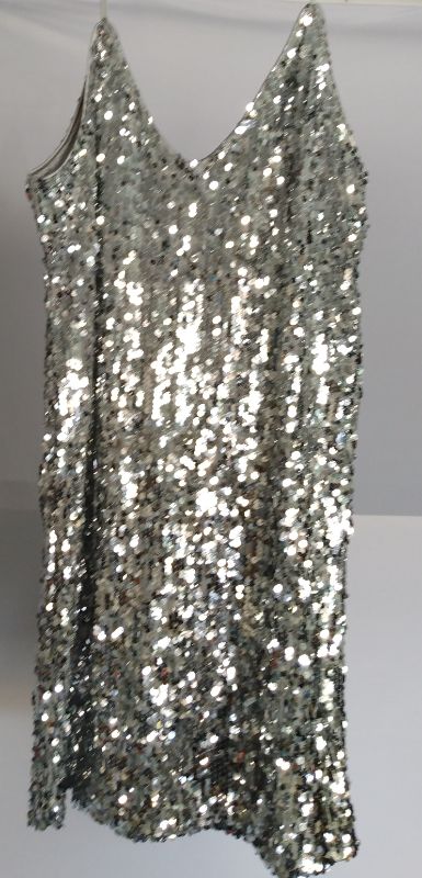 Photo 1 of ANNA-KACI WOMEN'S SILVER SEQUINS DRESS, LG