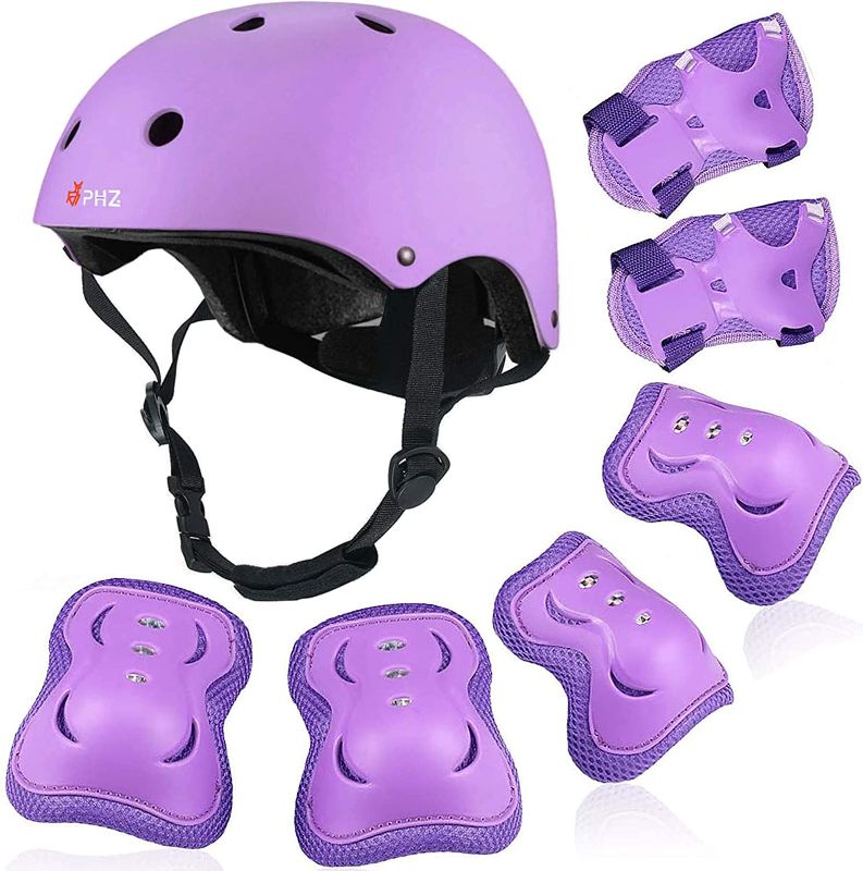 Photo 1 of PHZ. Kids Bike Helmet Toddler Helmet 3-14 Years Sport Protective Gear Set Knee Pads Elbow Pads Wrist Guards Boy Girl Adjustable Child Cycling Helmet
