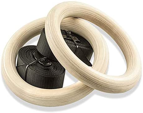 Photo 1 of ZMZ Global Wooden Gymnastic Rings with Adjustable Straps,
