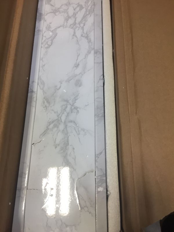 Photo 1 of Athena Computer Desk with Storage Marble White - Novogratz