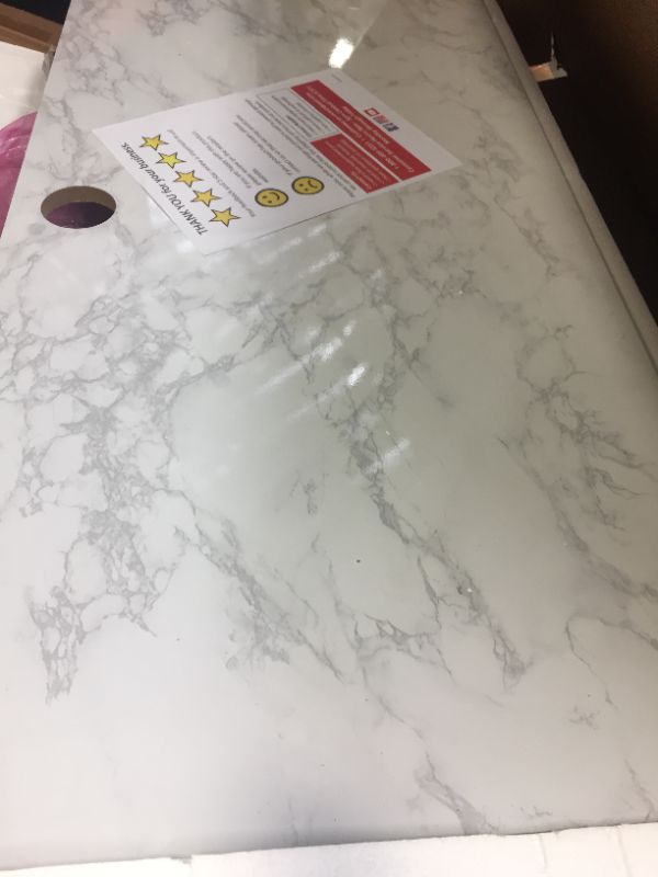 Photo 1 of Athena Computer Desk with Storage Marble White - Novogratz