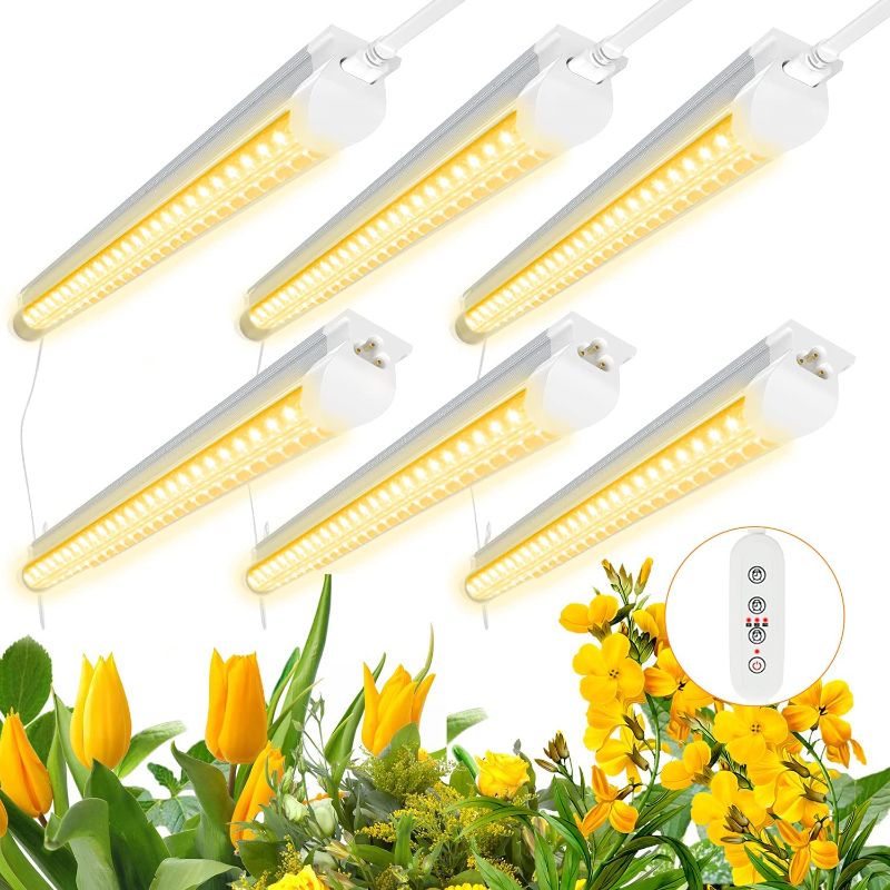 Photo 1 of LED Grow Lights,JESLED T8 2ft LED Plant Light Fixture,High Output 120W(20W×6,660W Equivalent),Full Spectrum Sunlight Replacement,Linkable Design with Timing,Plants Growing Lights for Seeds(6-Pack)
