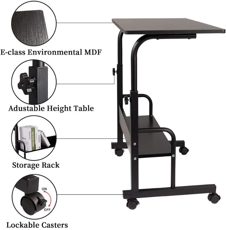 Photo 1 of GAJOO Mobile Side Table Mobile Laptop Desk Cart 31.49 Inches Tray Table Adjustable Sofa Side Bed Table Portable Desk with Wheels Student Laptop Desk (Black) …
