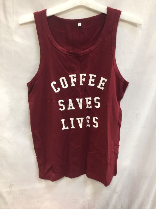 Photo 2 of COFFEE SAVES LIVES SWEATSHIRT GRAY CAMO SMALL AND BURGUNDY TANK TOP SMALL OVERSIZED