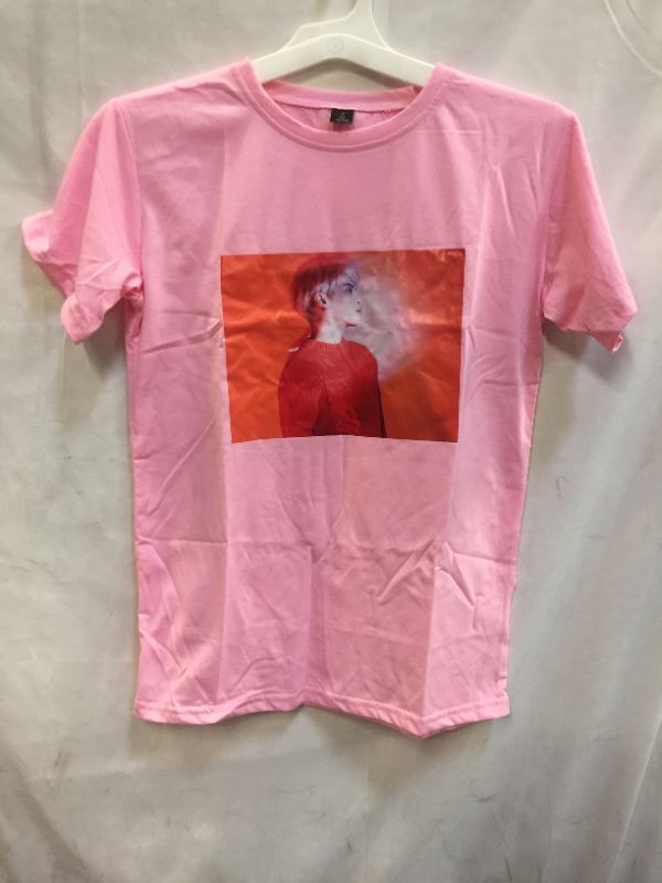 Photo 1 of BTS MEMBER SHIRTS PINK SMALL AND BLACK SHIRT XSMALL
-- 2 PC