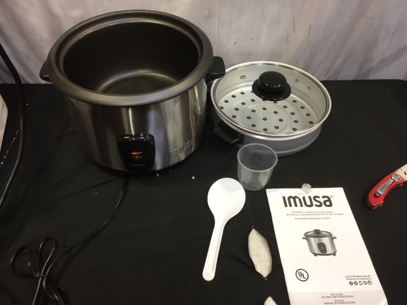 Photo 2 of IMUSA USA GAU-00023 Electric Rice Cooker with Steam Tray 10-Cup Uncooked Rice (20-Cup Cooked Rice), Stainless Steel
