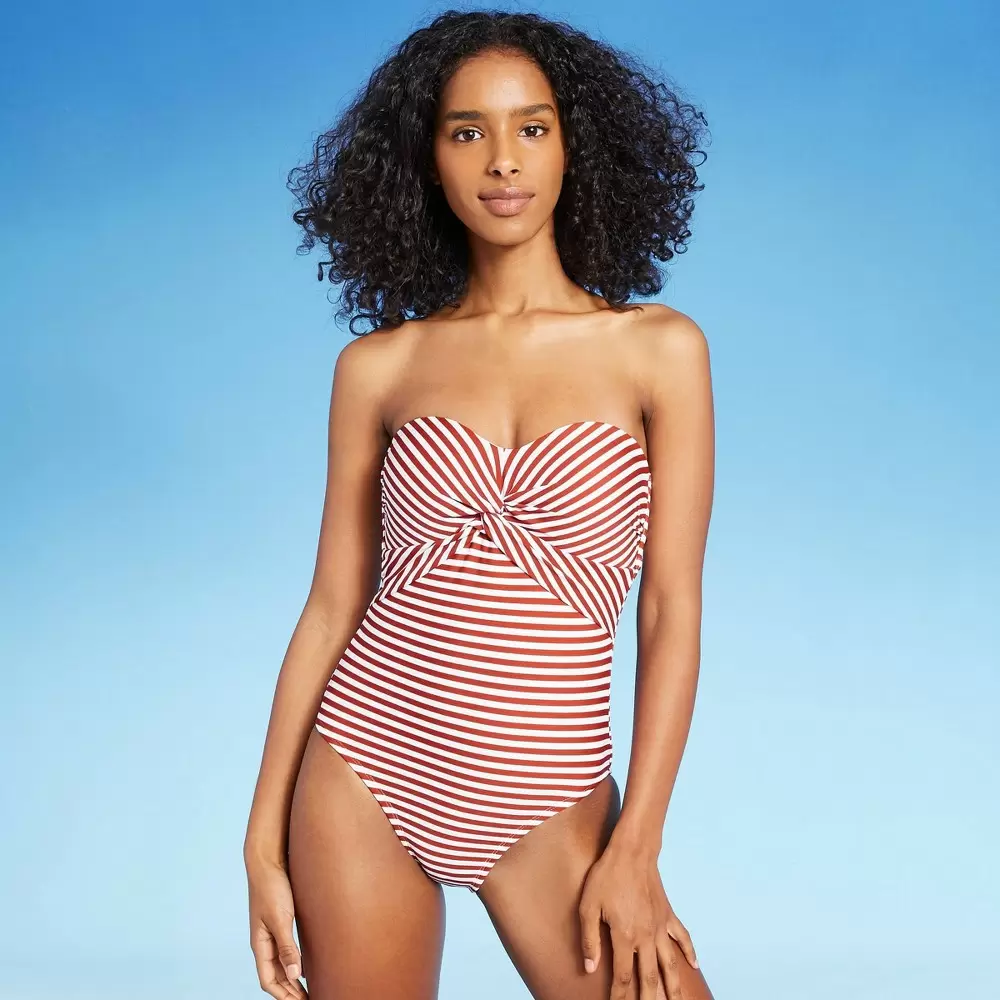 Photo 1 of Kona Sol M Red/White Striped One Piece M 8-10 Swim Suit removable straps 
