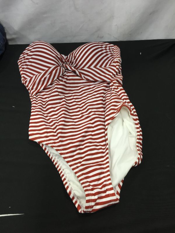 Photo 1 of Kona Sol Twist Bandeau Medium Coverage One Piece Swimsuit, Red, Small
