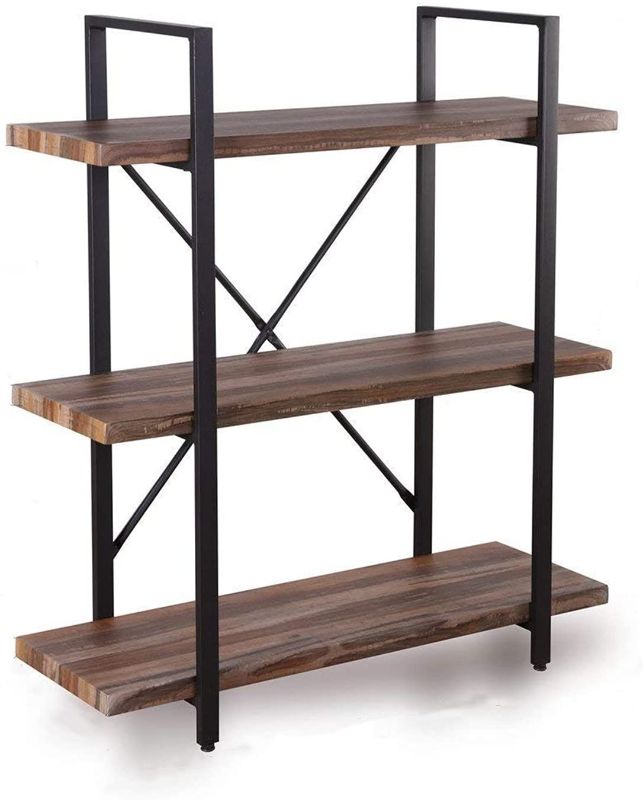 Photo 1 of 
Homissue 3-Tier Industrial Bookcase and Book Shelves, Vintage Wood and Metal Bookshelves, Retro Brown