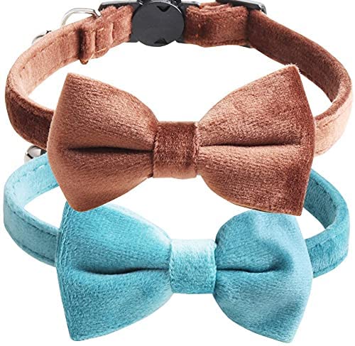 Photo 1 of 2PC LOT
2 Pack Personalized Cat Collar with Bowtie and Bells Breakaway,Updated Grid Patterns Neck Accessories for Kitty Girls Puppy Small Dogs,Adjustable Size 8-11 Inch (New Velvet Green&Brown)

2 Pack Personalized Cat Collar with Bowtie and Bells Breakaw