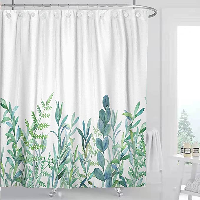 Photo 1 of Cute Shower Curtain Bathroom Bathtubs Curtain Polyester Fabric Art Waterproof Home Decor 72x72 inch with 12 Hooks (Green2)