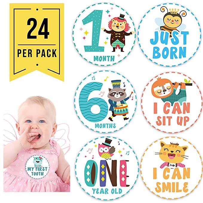 Photo 1 of 2PC LOT
24pc Baby Monthly Milestone Stickers, Baby Month Stickers for Baby Girl Boy as Photography Props, Animal Design Unisex Newborn Milestone Stickers, Belly Stickers

Happy Birthday Banner Cake Topper Happy Birthday Banner Cake Bunting Topper with 10P