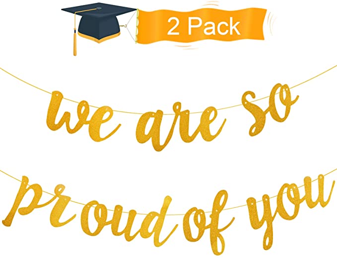 Photo 1 of 2PC LOT
KUCHEY Graduation Decorations 2021, 2PCS Gold Glittery We are So Proud of You Congratulations Banner for 2021 Graduation Party/Grad Party Decorations Graduation Banner Decor Party Supplies, 2 COUNT