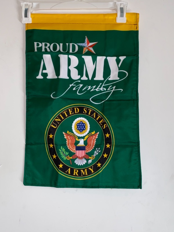 Photo 1 of Breeze Decor Army Proudly Family Garden Flag Armed Forces Rangers United State American Military Veteran Retire Official Small Decorative Gift Yard House Banner Double-Sided Made in USA 13 X 18.5