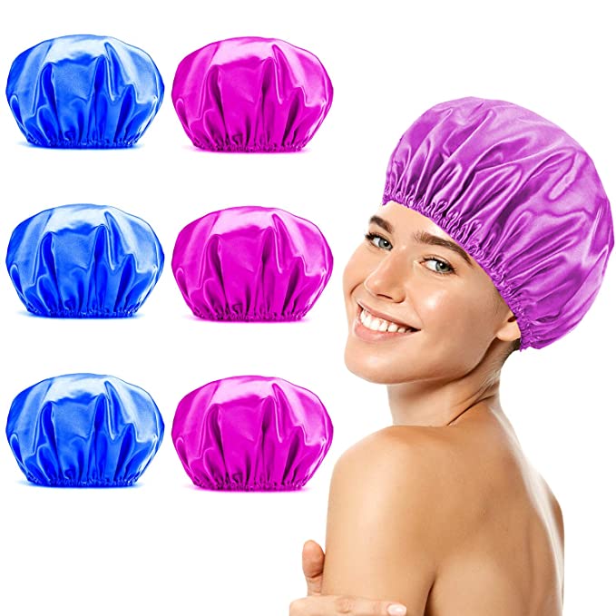 Photo 1 of 3PC LOT
6 Pack Shower Cap - Shower Caps for Women, Double Waterproof Layers Leakproof Bathing Shower Hat Hair Protection Reusable Sleep Bonnet Cap for Sleeping Soft Hair Bonnet - Turbans for Women and Girls
3 COUNT, 18PCS