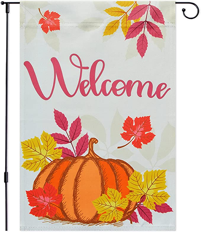 Photo 1 of 2PC LOT
EUGENYS Welcome Fall Garden Flag 12.5 x 18 - Thanksgiving Pumpkin Fall Decor - Double Sided Spun Polyester Small Yard Flag - Home Farmhouse Autumn Outdoor Decoration - Halloween Patio Decor (EFGF0002), 2 COUNT