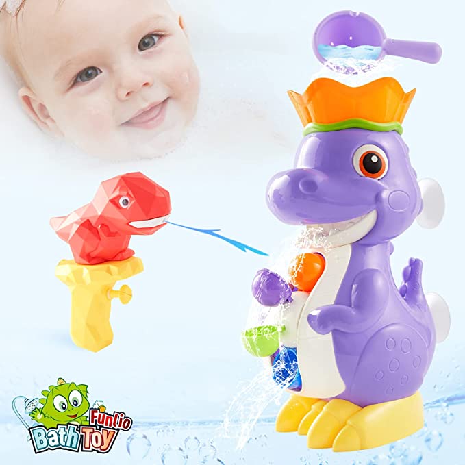 Photo 1 of FUNLIO Baby Bath Toys for 1-5 Year Old Boys & Girls, Cute Dinosaur Bath Toys with Eye-Catching Colors and Movements, Bathtub Toys with 1 Red T-Rex Water Gun & 1 Spoon, Fun and Easier Bathing Ever
FACTORY SEALED