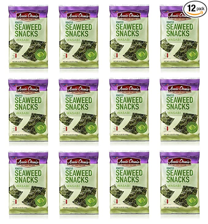 Photo 1 of Annie Chun's Roasted Seaweed Snacks, Wasabi, 0.35-ounce (Pack of 12)
EXP 09/30/2021
FACTORY SEALED 