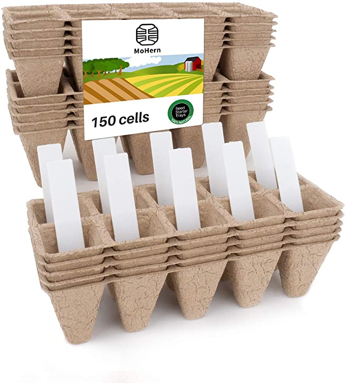 Photo 1 of 2PC LOT
Seed Starter Tray Kit, Peat Pots for Seedlings Packs of 15x10 Cell Organic Biodegradable Plant Starter Trays for Vegetable & Flower, Indoor/Outdoor, with 10 Plastic Plant Labels by MoHern, 2 COUNT