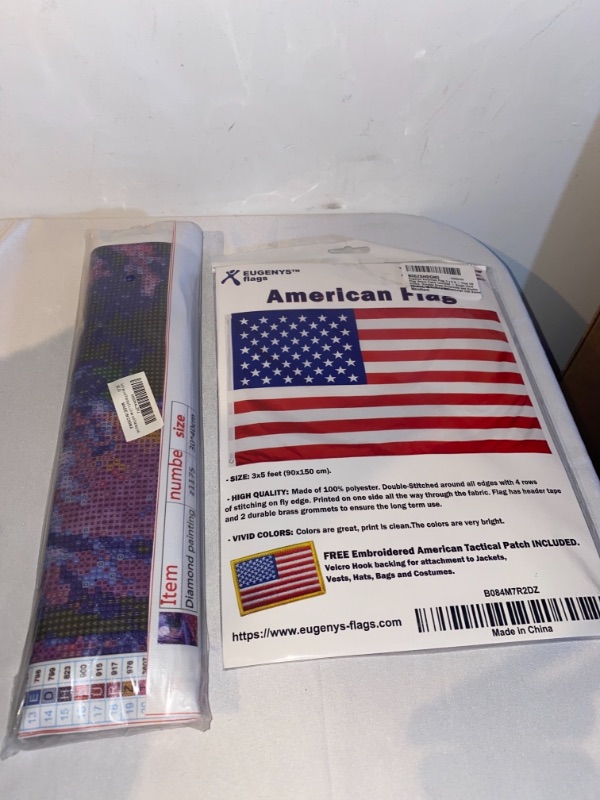 Photo 3 of 2PC LOT
Eugenys American Flag 3 x 5 ft - Free US Flag Velcro Patch Included - Bright Vivid Colors, Durable Brass Grommets and Double Stitched, 100% Polyester - Large USA Banner For Hanging Indoor / Outdoor

5d Diamond Painting Kits DIY Full Drill Rhinesto