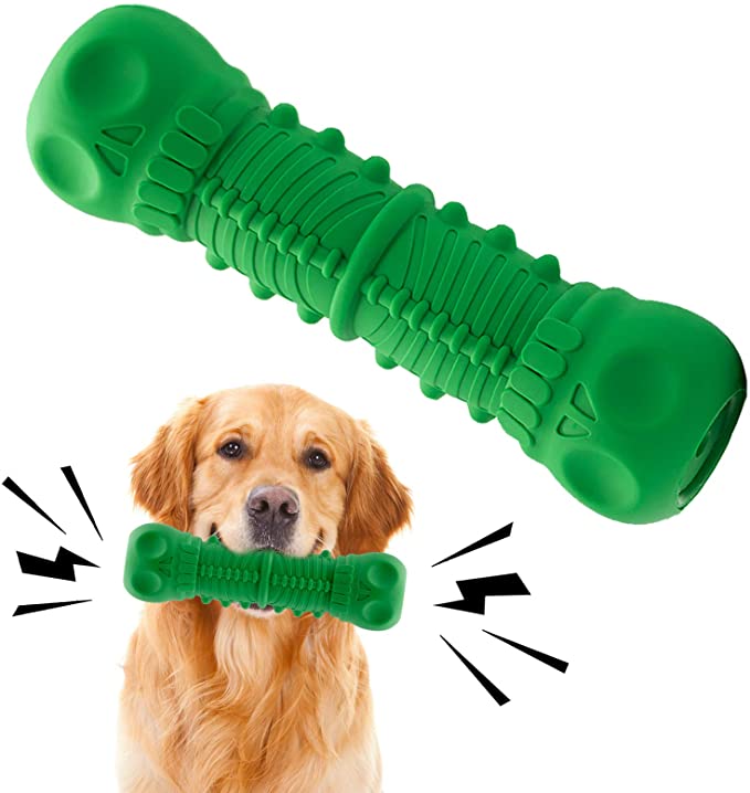Photo 1 of Dog Chew Toys Dog Toys for Aggressive Chewers Large Breed Tough Durable Teeth Cleaning Skull Bones Dog Toys Natural Rubber Squeak Nearly Indestructible Dog Toys